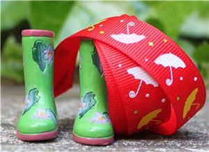 Umbrella Grosgrain Ribbon - Poppy Red